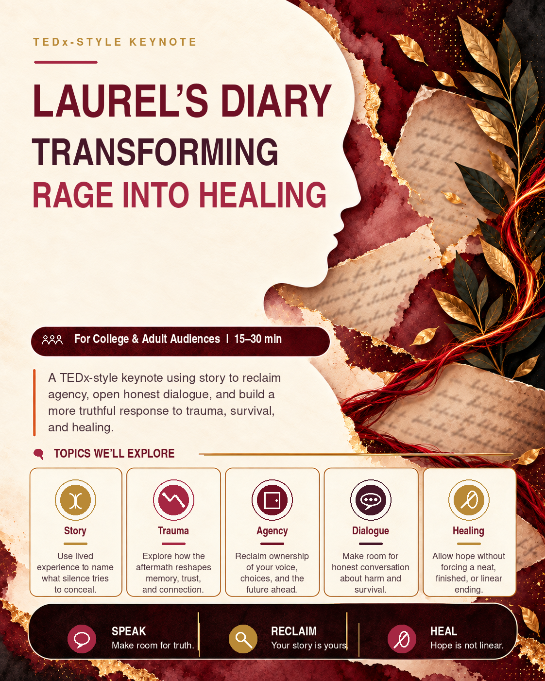 Laurel’s Diary: Transforming Rage into Healing keynote